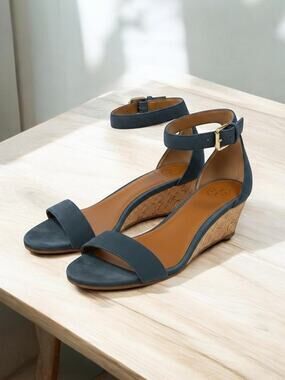 Tory Burch Savannah Suede Wedge Sandal Size 7.5M